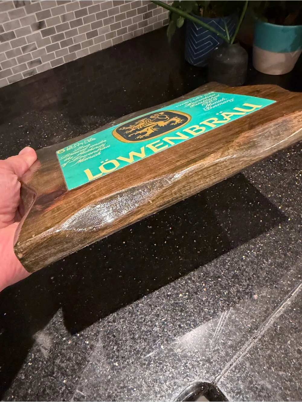 Vintage Lowenbrau Beer Homemade Wooden Sign 8x10”